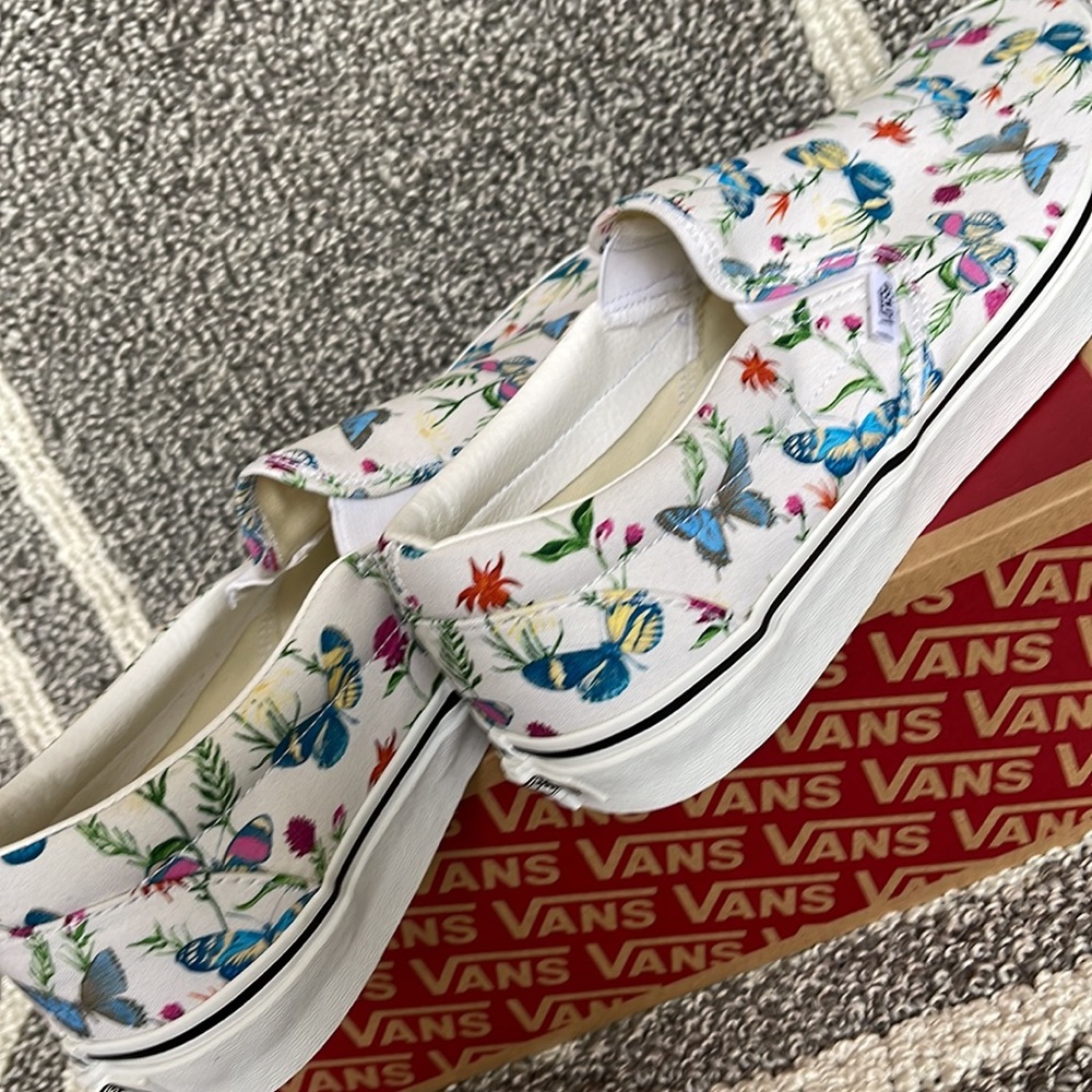 Vans Classic Slip-On Butterfly Floral Marshmallow MENS - Picture 15 of 16